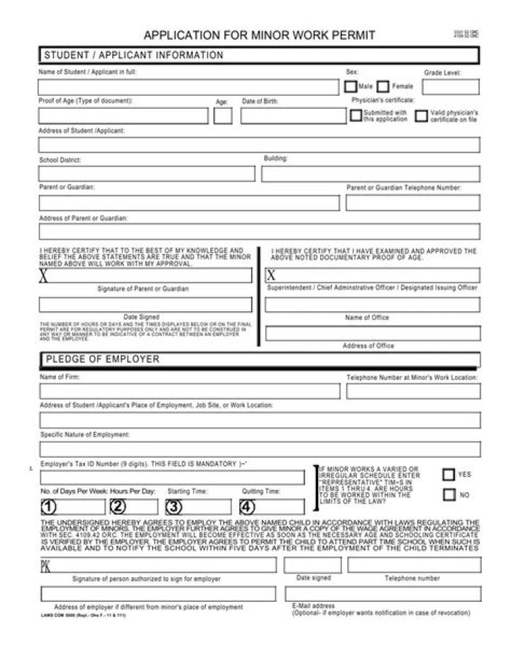 Do you need a work permit at 17 in Ohio?