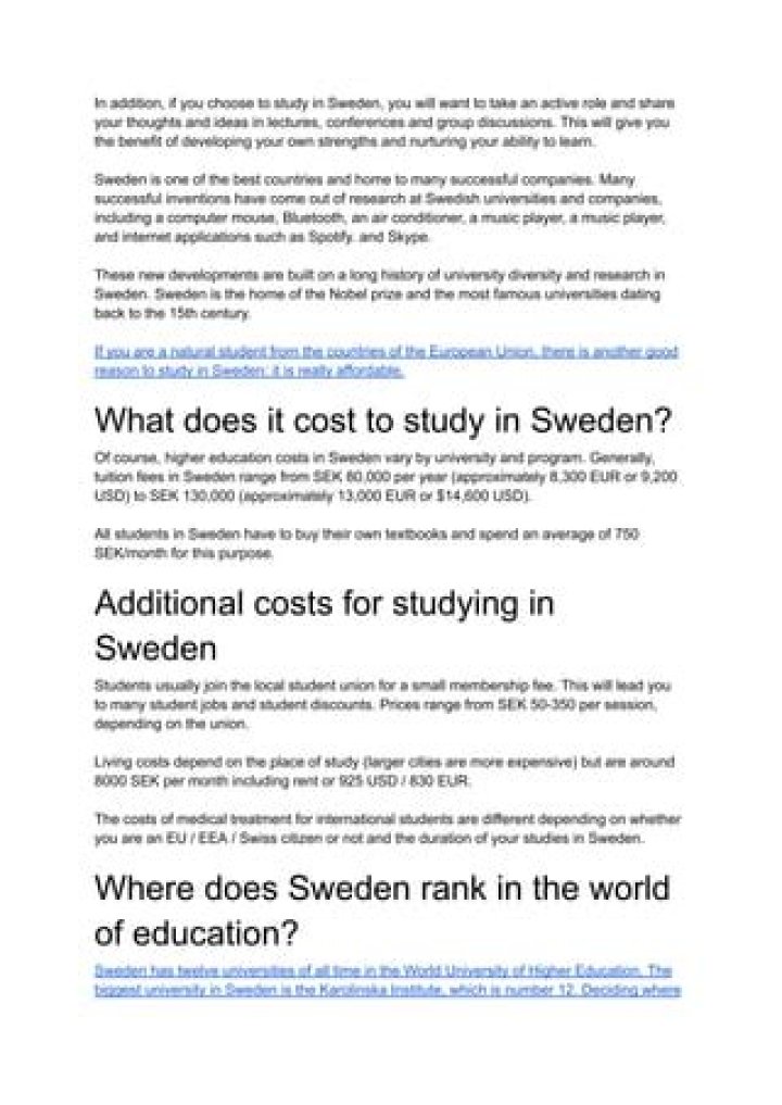 Does Sweden have free higher education?