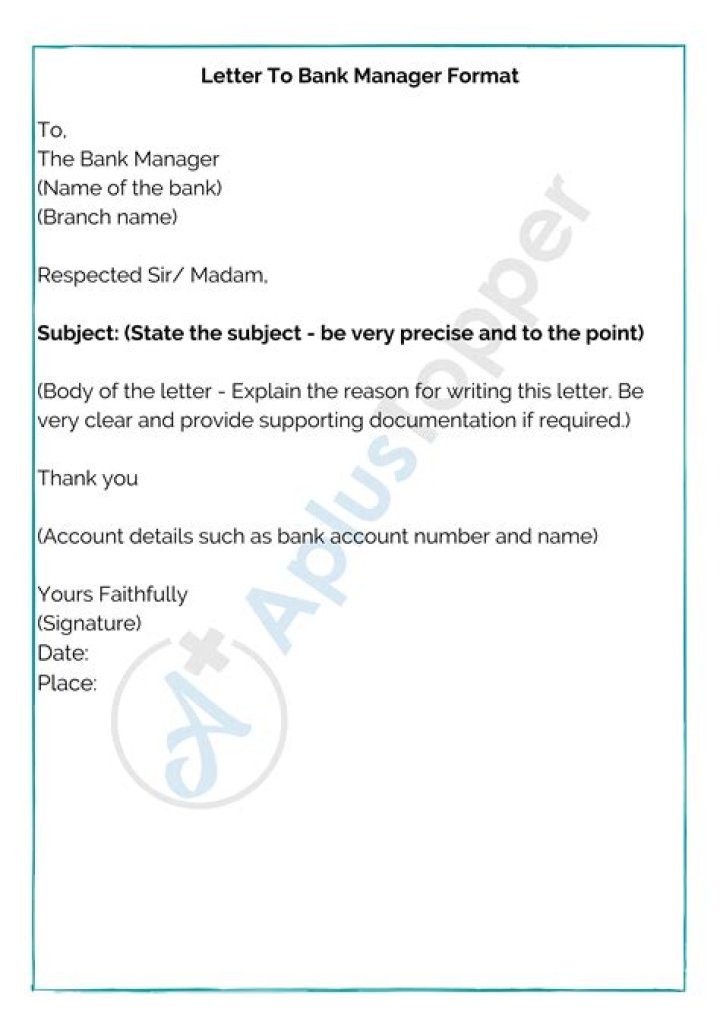 How can I write a letter to bank manager for Bank statement?