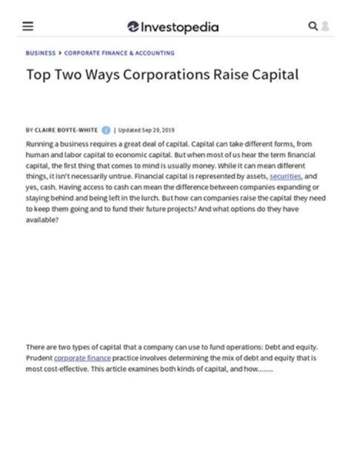 How did corporations raise capital?
