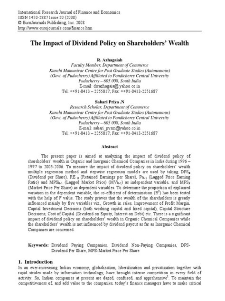 How dividend policy affects the shareholders wealth?