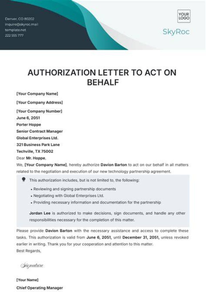 How do I authorize someone to sign on my behalf?