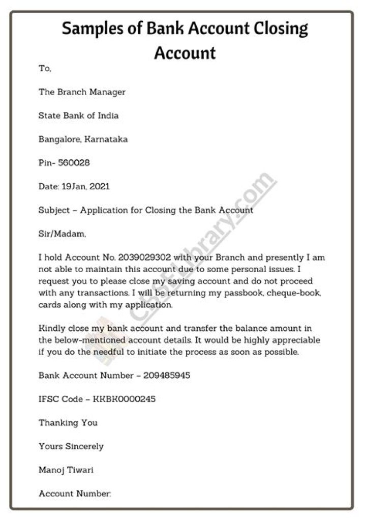 How do I close an existing bank account?