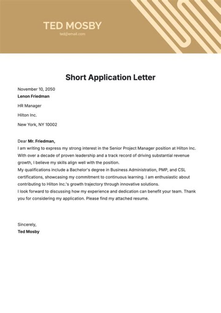 How do I write a short application letter?