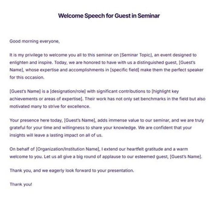 How do you welcome in a seminar?