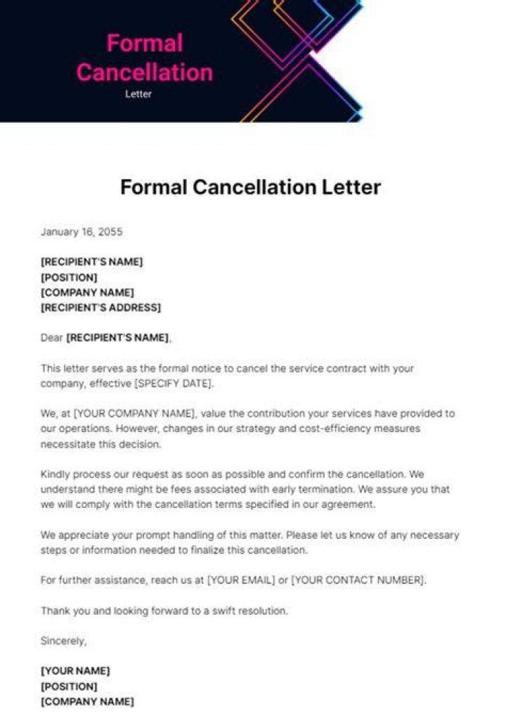 How do you write a formal letter of cancellation?