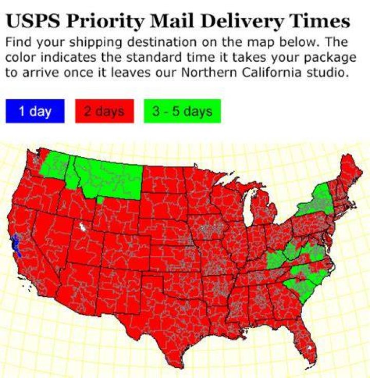 How long does mail take from California to North Dakota?