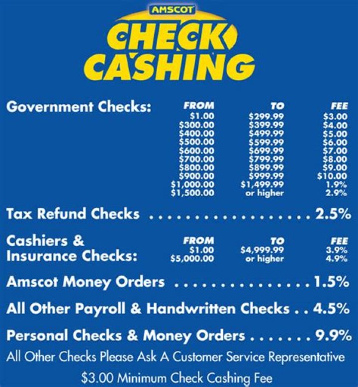 How much does amscot charge to cash a Treasury check?