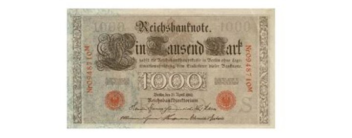 How much was the German Mark worth in 1910?