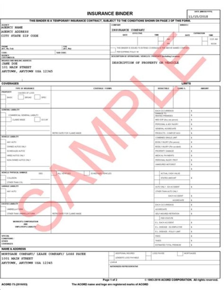 Is a binder proof of insurance?