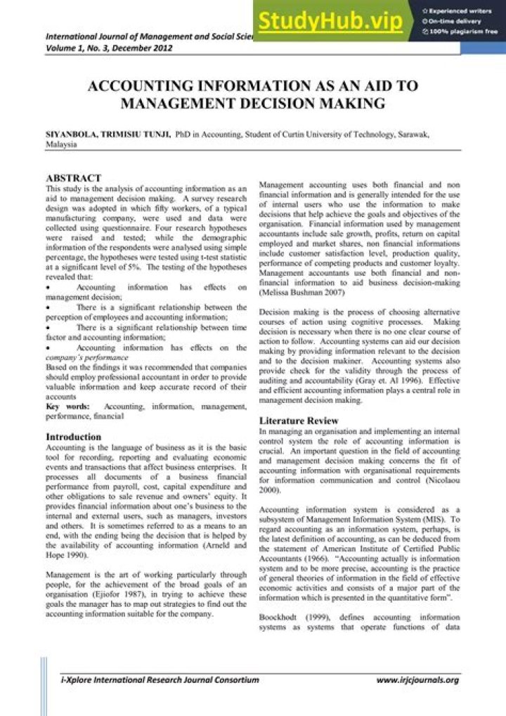 Is accounting regarded as an aid to management give reasons?