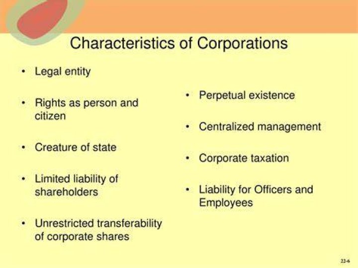 What are 3 characteristics of corporations?