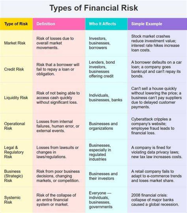 What are the 4 types of financial risk?