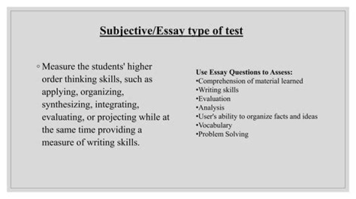 What are the advantages of a subjective or essay type?