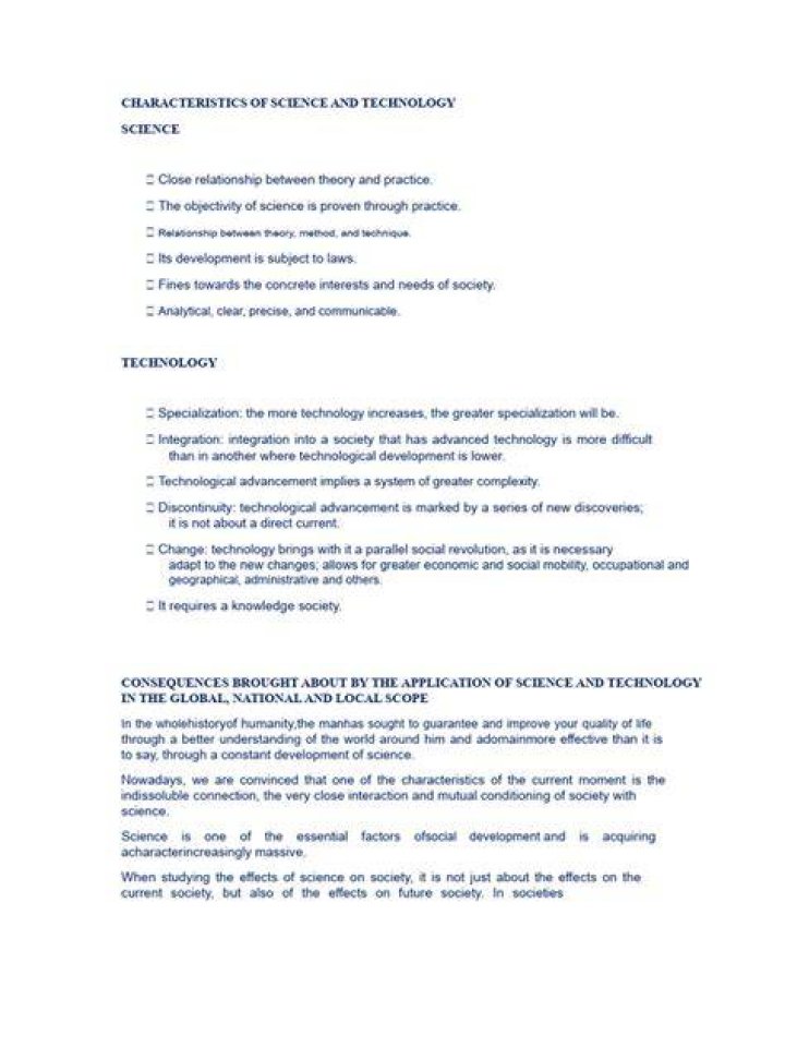 What are the characteristics of science and technology?