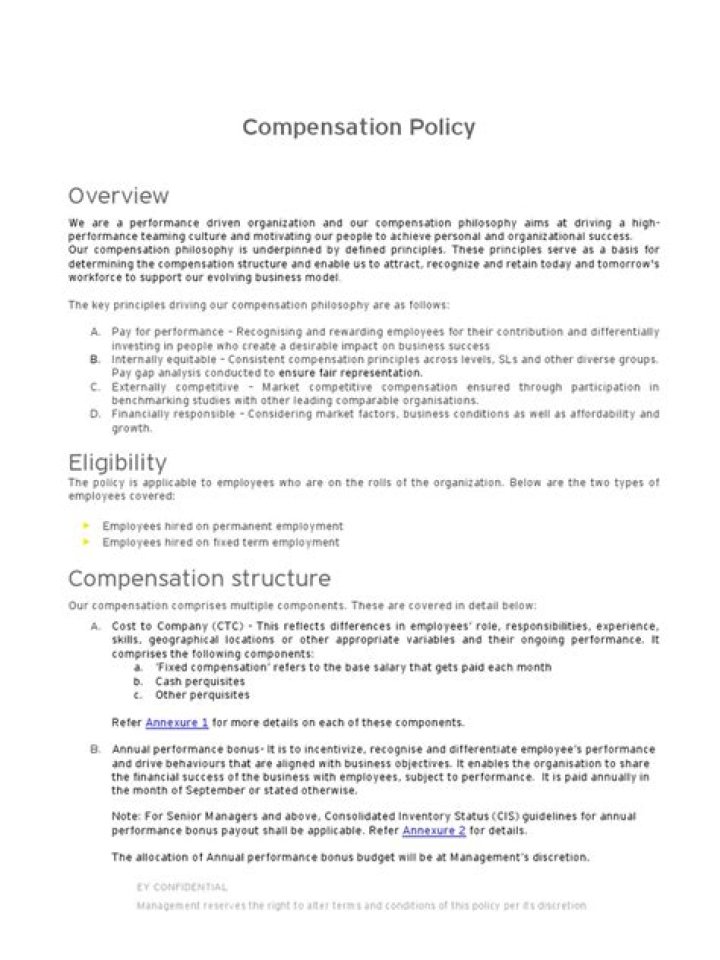 What are the components of a compensation policy?