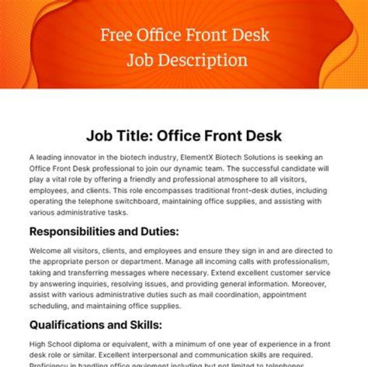 What are the duties of front desk?