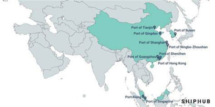 What are the major ports in Asia?