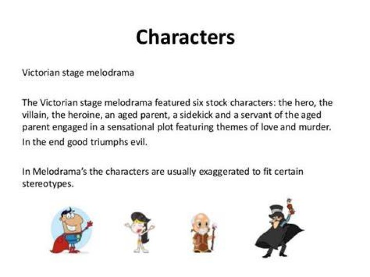 What are the six major melodrama stock characters?