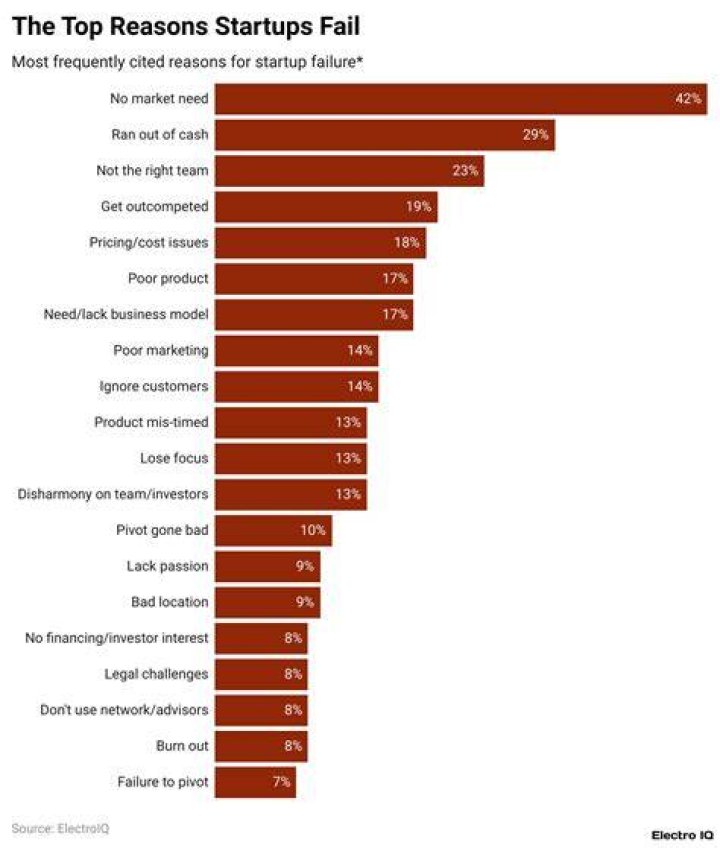 What are the top reasons for failure of entrepreneurs?