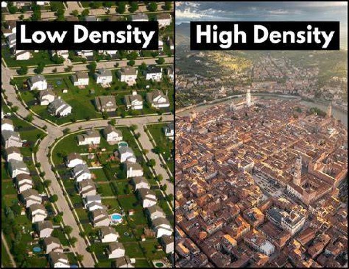 What differences do you notice between low density and high density development?