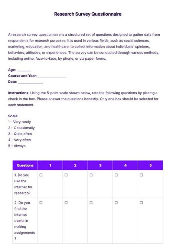 What is a questionnaire in a research?