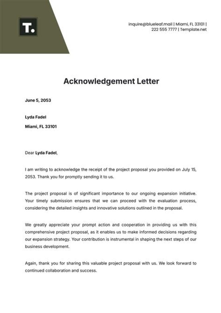 What is an Acknowledgement letter?