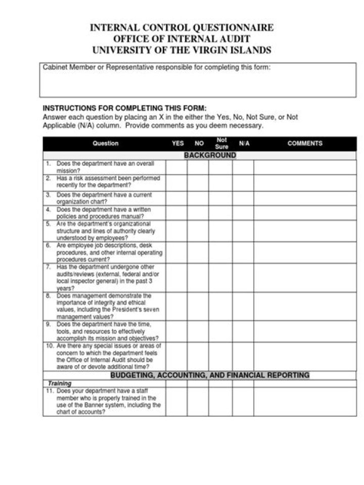 What is an internal control questionnaire?