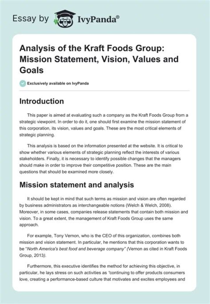 What is Kraft Foods mission statement?