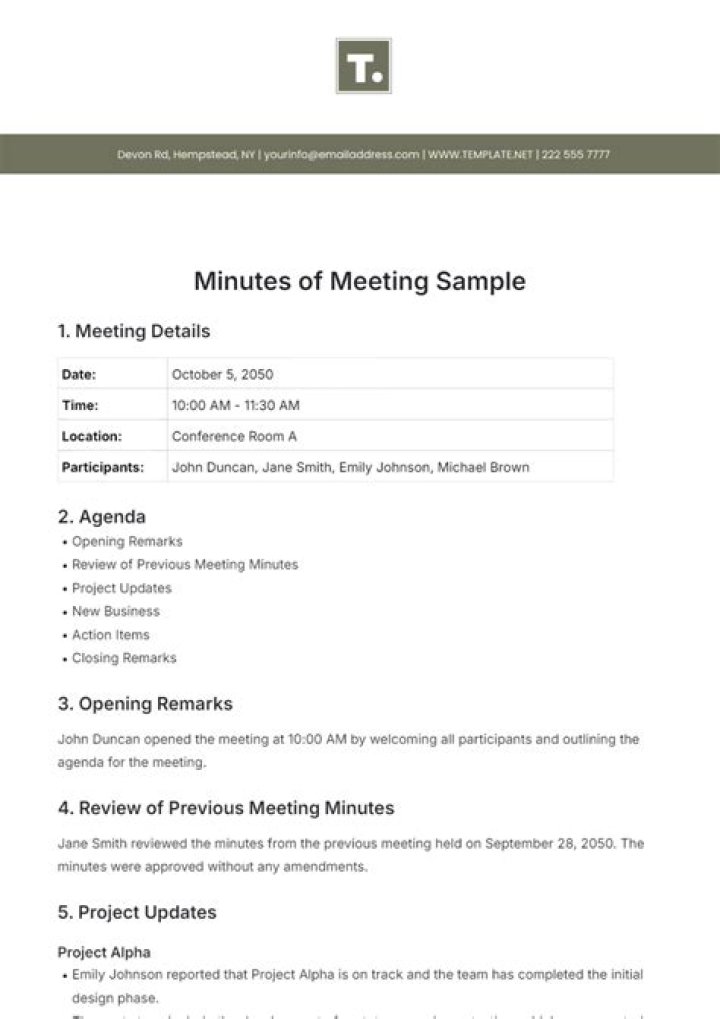 What is meant by minutes of a meeting?