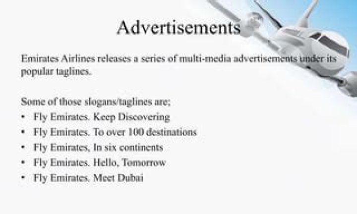 What is the current company slogans for Emirates?