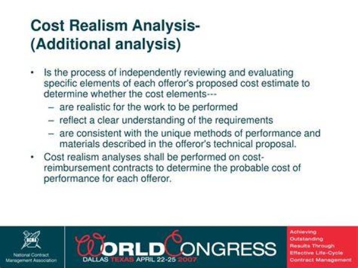 What is the difference between cost analysis and cost realism?