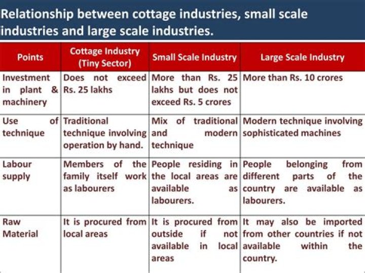 What is the difference between small scale and cottage industry?