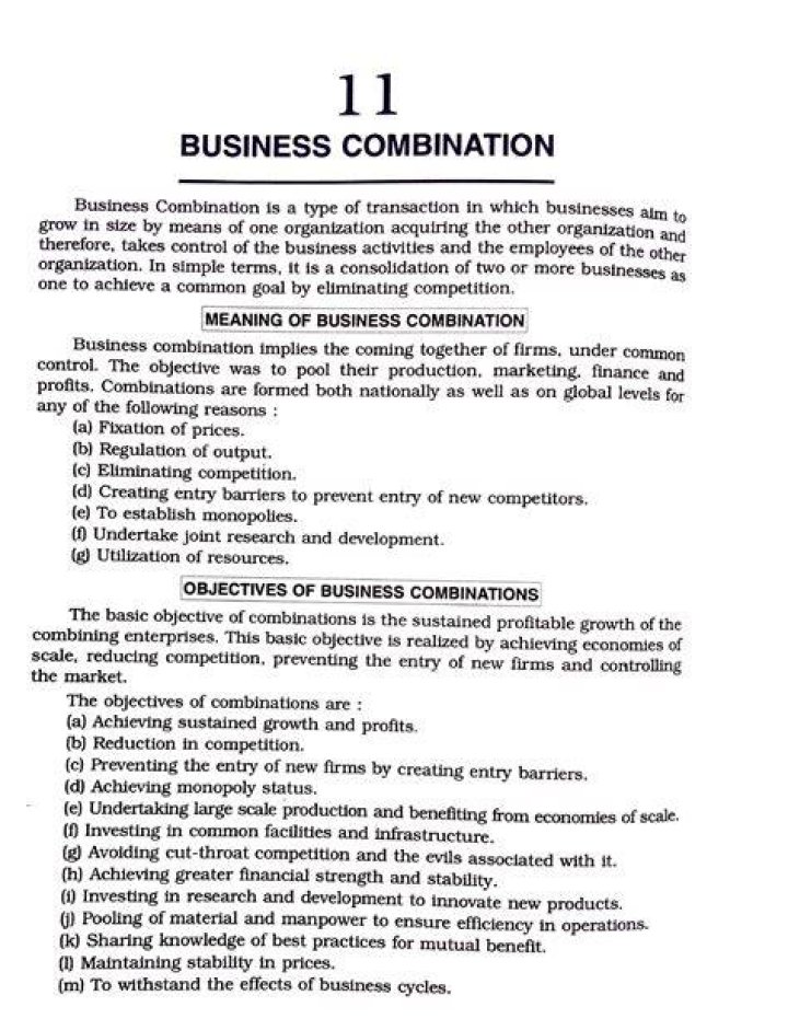 What is the example of business combination?