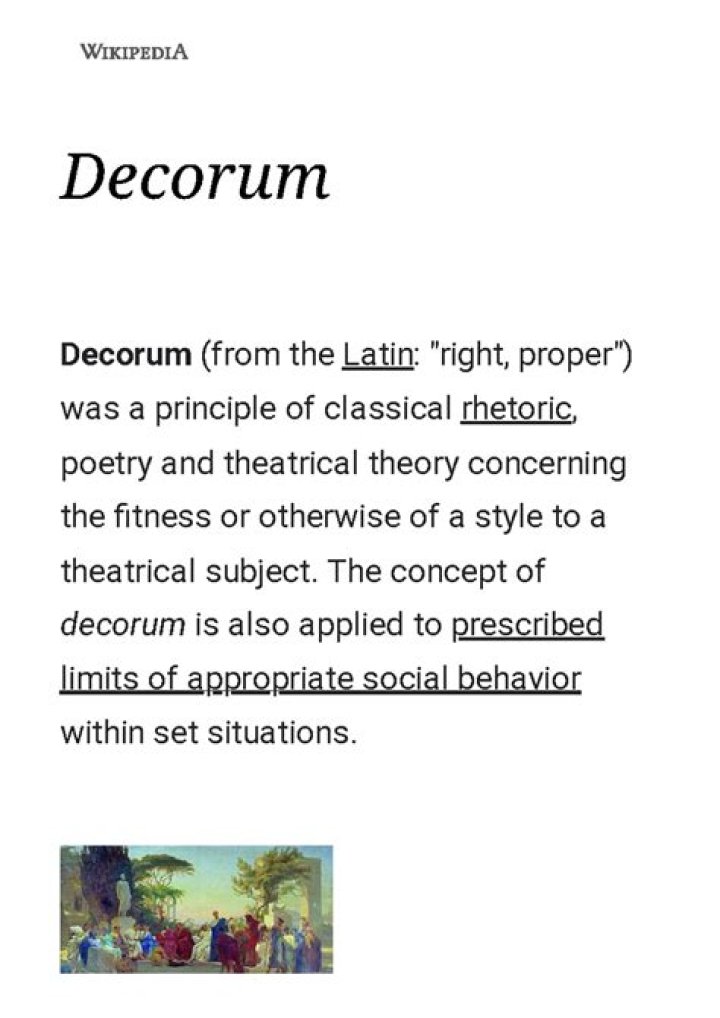 What is the example of decorum?