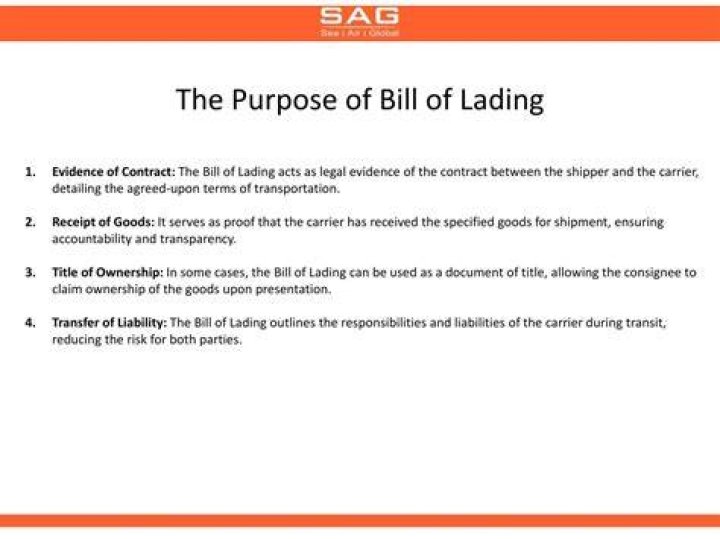 What is the purpose of a bill of lading?