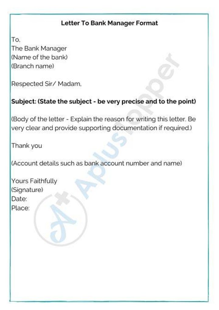 When to write a letter to the bank manager?