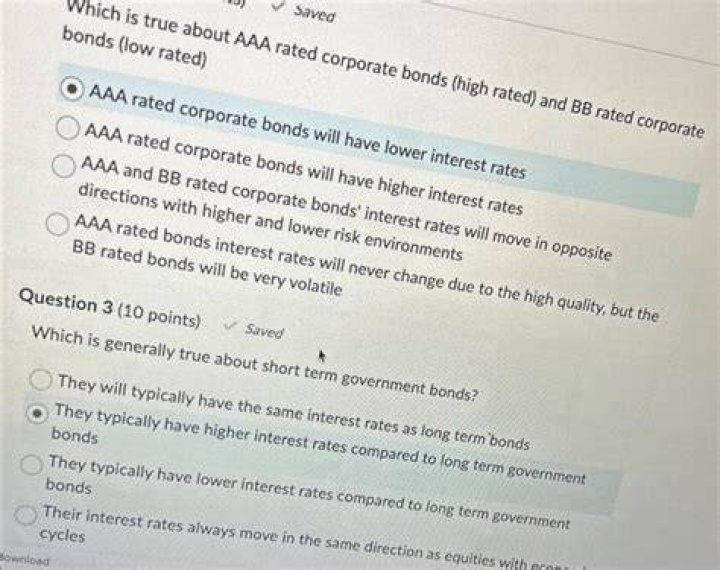 Which bond would have the higher interest rate a AAA rated bond or a BB rated bond?