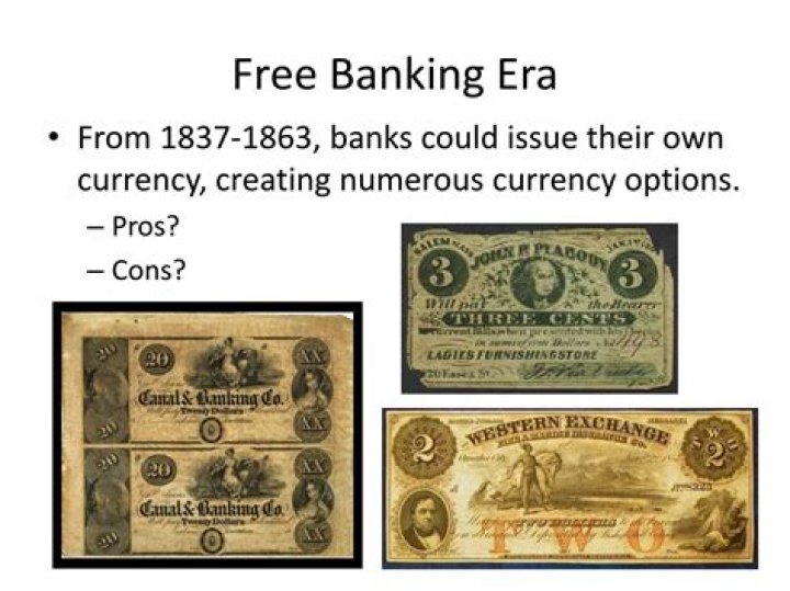 Which dominated the free banking era between 1837 and 1863?