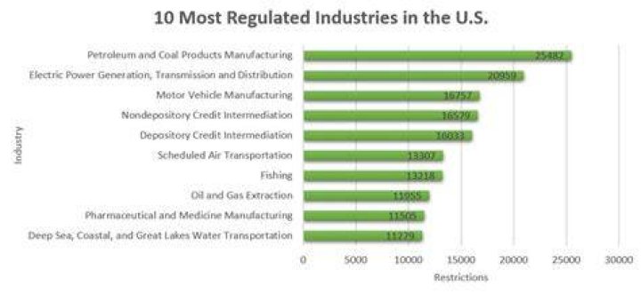 Which industry is regulated most heavily by the American government and why?