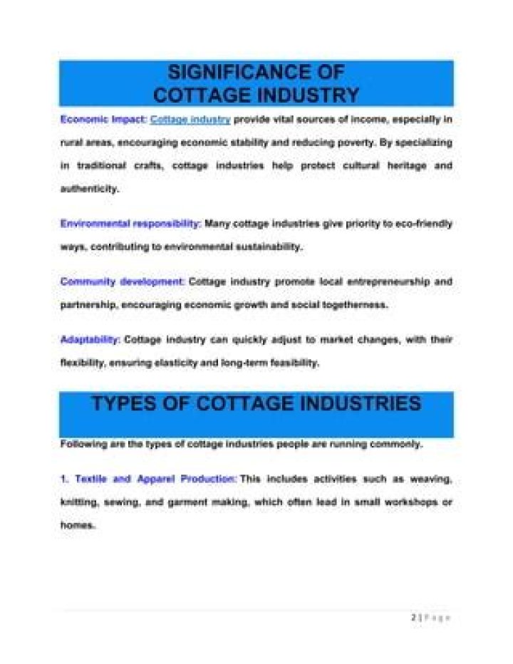 Which one of the following is a cottage industry?
