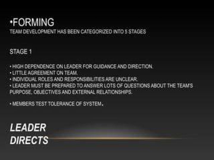 Which stage has high dependence on leader for guidance and direction?